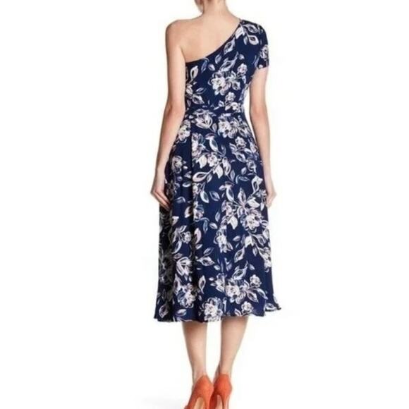 Charles Henry New Dress One Shoulder Midi Blue Pink Floral Women’s Size Large - Picture 2 of 16